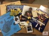Lot WVU paper items: Sports Illustrated cover, 1985 Playoffs, etc.