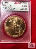 1998 1 OZ MS-70 Gold Eagle Liberty Coin