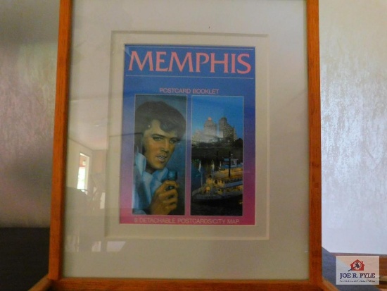 Framed Memphis postcard, booklet and map