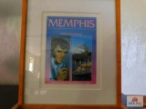 Framed Memphis postcard, booklet and map