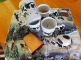 Cow mugs, napkins cow bell
