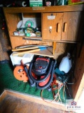 Craftsman shop vac, extension cords, hand saw, trimmers