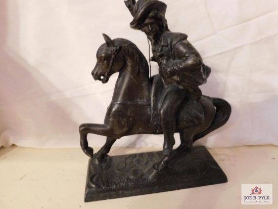Cast bronze horse and rider