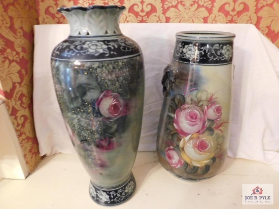 Large vases 16 and 18 inch with rose painting