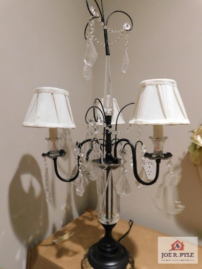 35" crystal lamp w/marble base