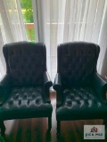 2 Blue Leather Arm Chairs