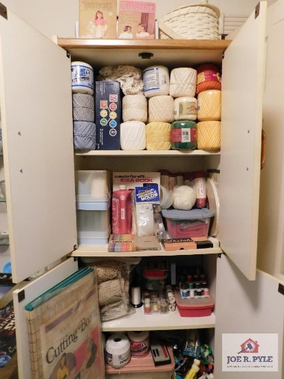 Cabinet w/craft & crocheting items