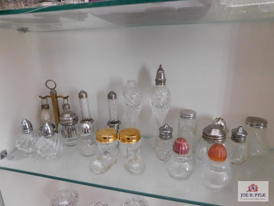 Collection of salt & peppers, hanging lanterns and boots