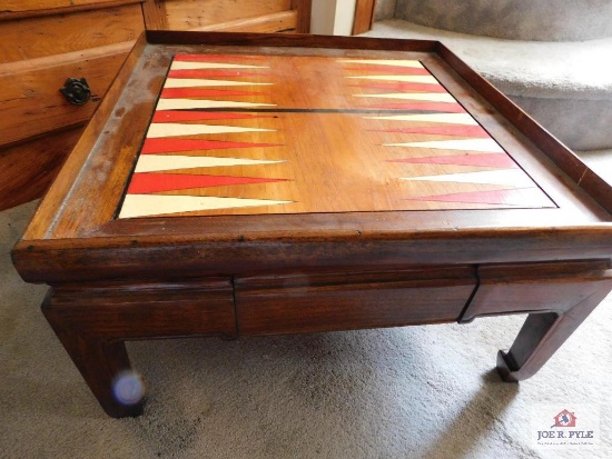 Hand crafted backgammon table w/ drawer