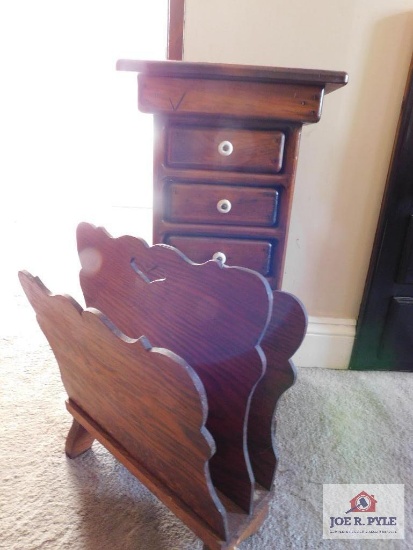 Sewing cabinet and vintage magazine rack