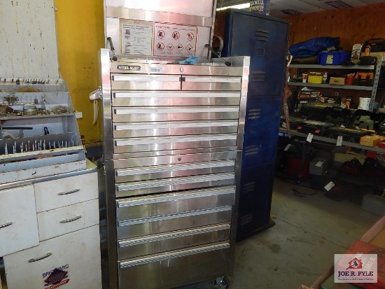 Steel glide stainless steel stack on rolling tool chest