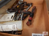 Flat of misc. tools, wrenches, pliers, etc.