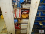 Cabinet and contents, grease, light bulbs, etc.