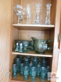 Glasses, pitcher & candle holders