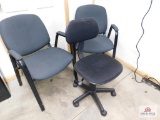 Executive Rolling Office Chair and Matching pair 4 leg office chairs