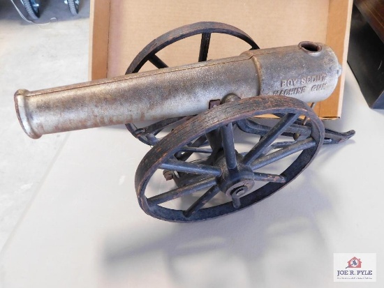 Vintage cast metal boy scout cannon