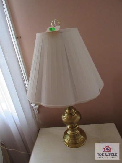 pair of brass lamps