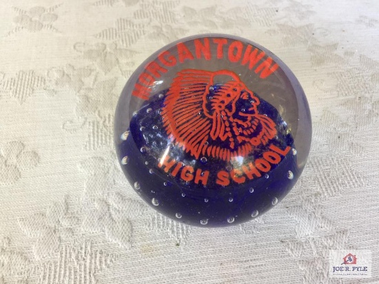 Morgantown Mohicans paperweight