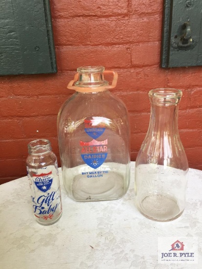 Lot local milk bottles: Chico dairy and all-star dairies
