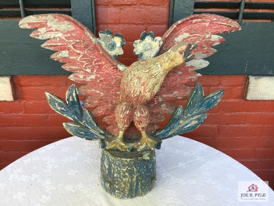 Large Red, White, and Blue hand carved wooden eagle