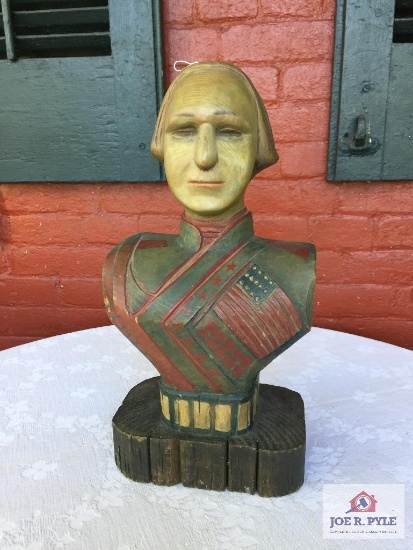 Carved wooden Red, White, and Blue George Washington