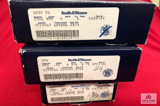 Lot of 3 Smith and Wesson Empty Boxes