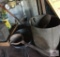 Lot shoe lashes, cast iron ladle, bucket, cast iron skillet