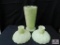 Fenton soft green candlesticks and vase