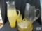 Morgantown glass pitcher and 2 glasses and other items