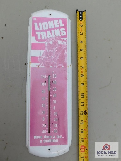 Metal Lionel train thermometer