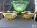 3 depression ware glass bowls