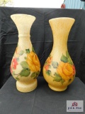 2 hand painted vases