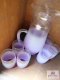 Morgantown glass faded pitcher and 6 glasses