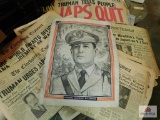 WWII magazines and news papers, picture of MacArthur