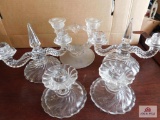 Pressed glass vintage candle holders