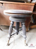 Antique adjustable piano stool with glass ball feet