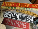 Pressed metal signs,