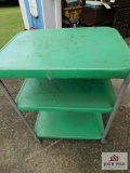 Green metal rolling kitchen cart