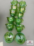 12 carnival glass cups