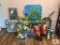 Lot of decorator flowers and wall art