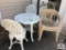 Lot plastic table and chairs and 2 plastic chairs