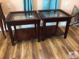 Pair glass top end tables (matches lot 217)