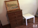 Dresser, side table, & picture