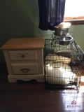 Dog cage and accessories and wood night stand