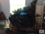 Lot Christmas trees, Christmas items, Assemble yourself shelving, box of tools, etc.