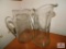 Applied Handled Wheel Cut Glass Pitchers