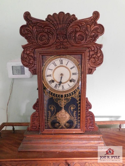 Antique Oak Kitchen Clock W/Key