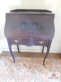 Antique Oak Drop Front Desk With Applied Carvings