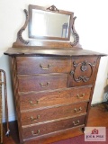 Oak Gentleman's Chest With Applied Carvings