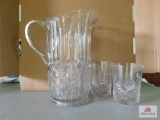 Cut Glass Pitcher And Glasses